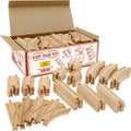 Wooden Train Track 52 Piece Set-18 Feet Of Track Expansion - 5 Distinct Pieces - 100% Compatible with All Major