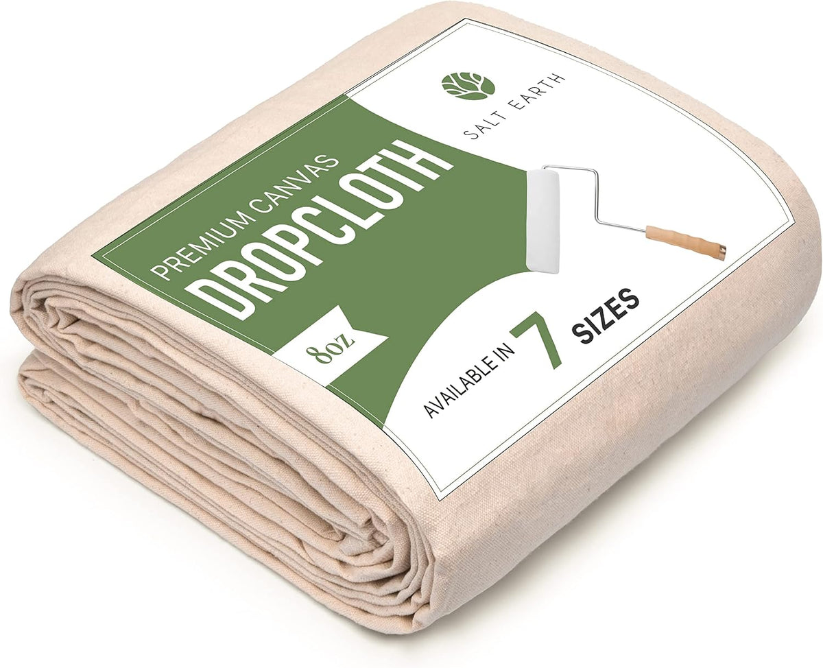 Canvas Drop Cloth 1Pc, Reusable Paint Drop Cloth, 100% Recycled Cotton Canvas Tarp Cover for Painter, Furniture