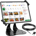 Anti-Theft iPad Kiosk Stand, 360° Swivel POS Tablet Mount with Security Cable & Key, Fits 7–13-inch iPad & Samsung