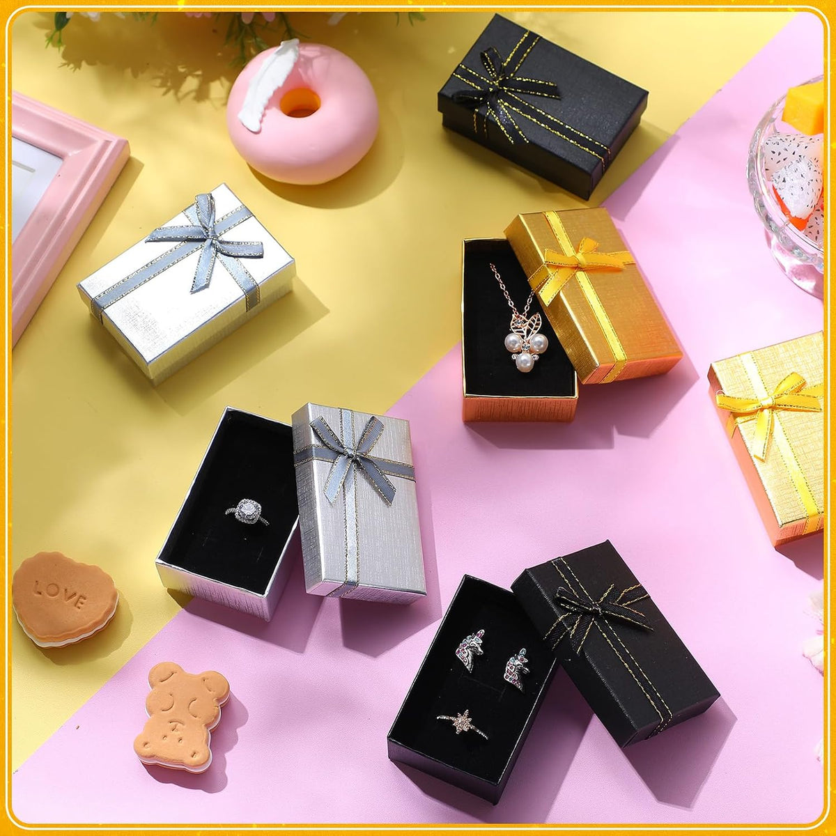 Small Jewelry Gift Boxes with Lids and Bows