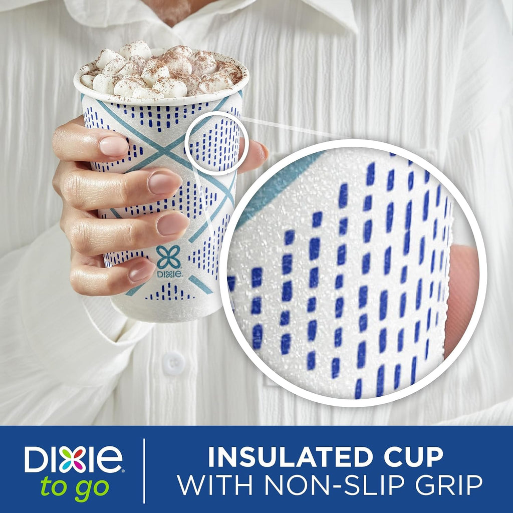 To Go Paper Coffee Cups, 12 oz, 132 Count, Insulated Disposable Cups
