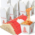 50 Sets 8 oz Chinese Take Out Boxes with Disposable Chopsticks