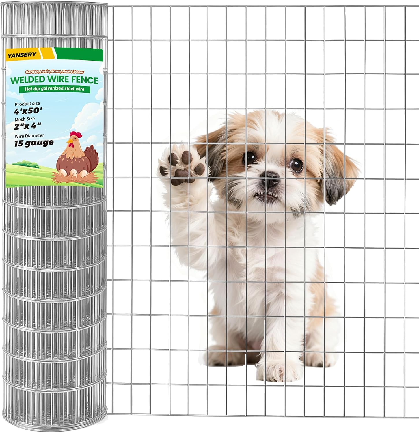 Welded Wire Fence 4Ft x 50Ft 15Ga Chicken Wire Fencing Garden