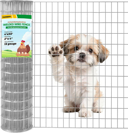 Welded Wire Fence 4Ft x 50Ft 15Ga Chicken Wire Fencing Garden