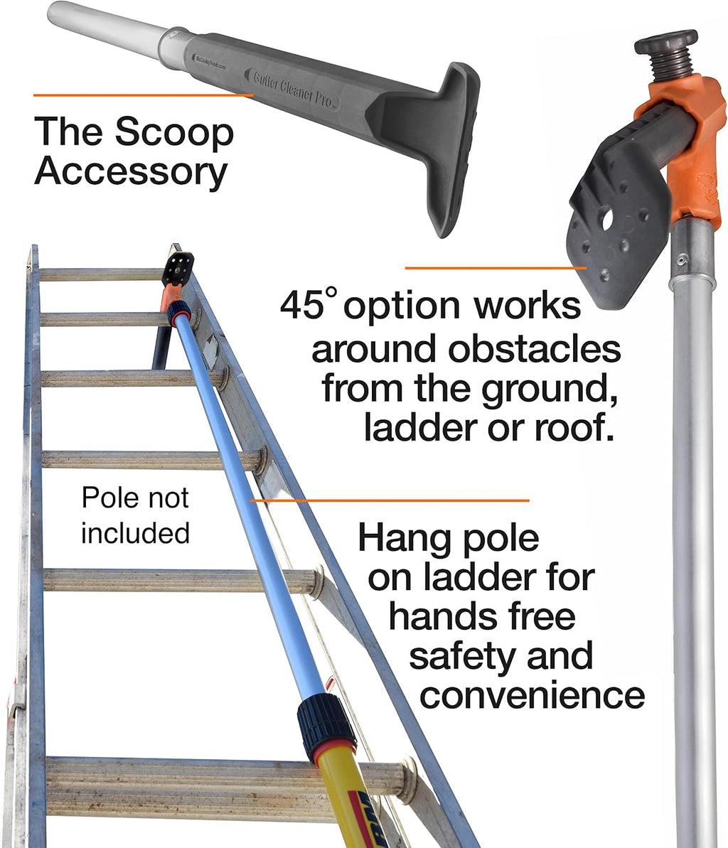 Gutter Cleaner MAX, NEW- strong pole threads!- gutter cleaning from the ground, roof and ladder, AND clean off gutter