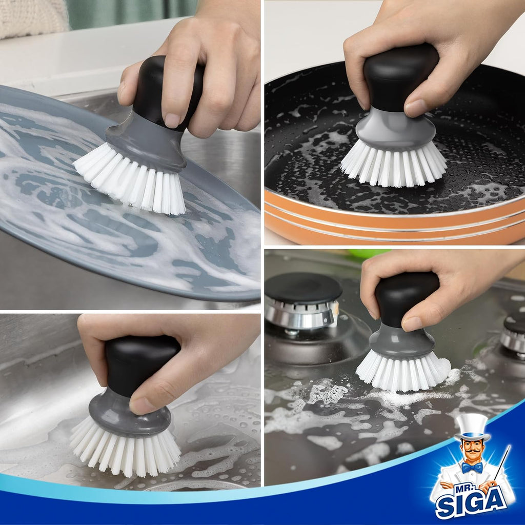 Dish Scrub Brush, Palm Brush Dish Scrubber, Gray, Pack of 2