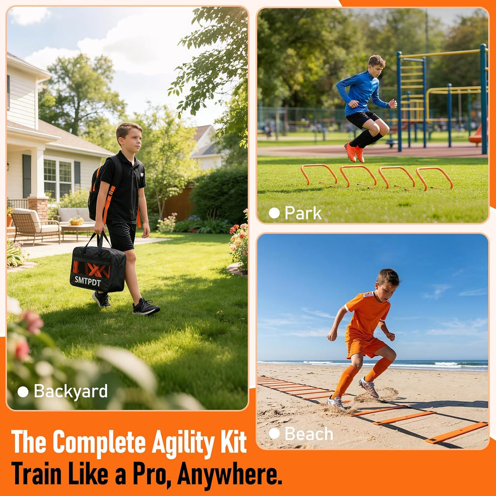 Agility Ladder,Soccer Training Equipment Set,20ft Speed Ladder,4 Agility Hurdles,Football Basketball Training