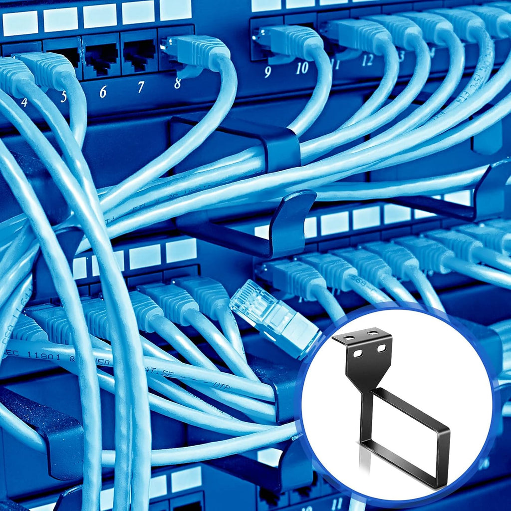 Tudomro 10 Pcs Vertical D Ring Cable Management Rack for Server, Black