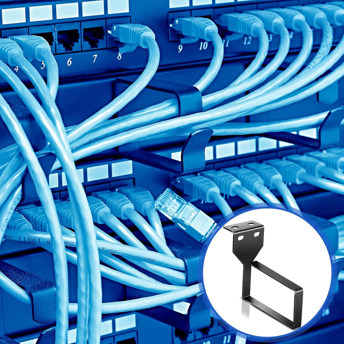 Tudomro 10 Pcs Vertical D Ring Cable Management Rack for Server, Black