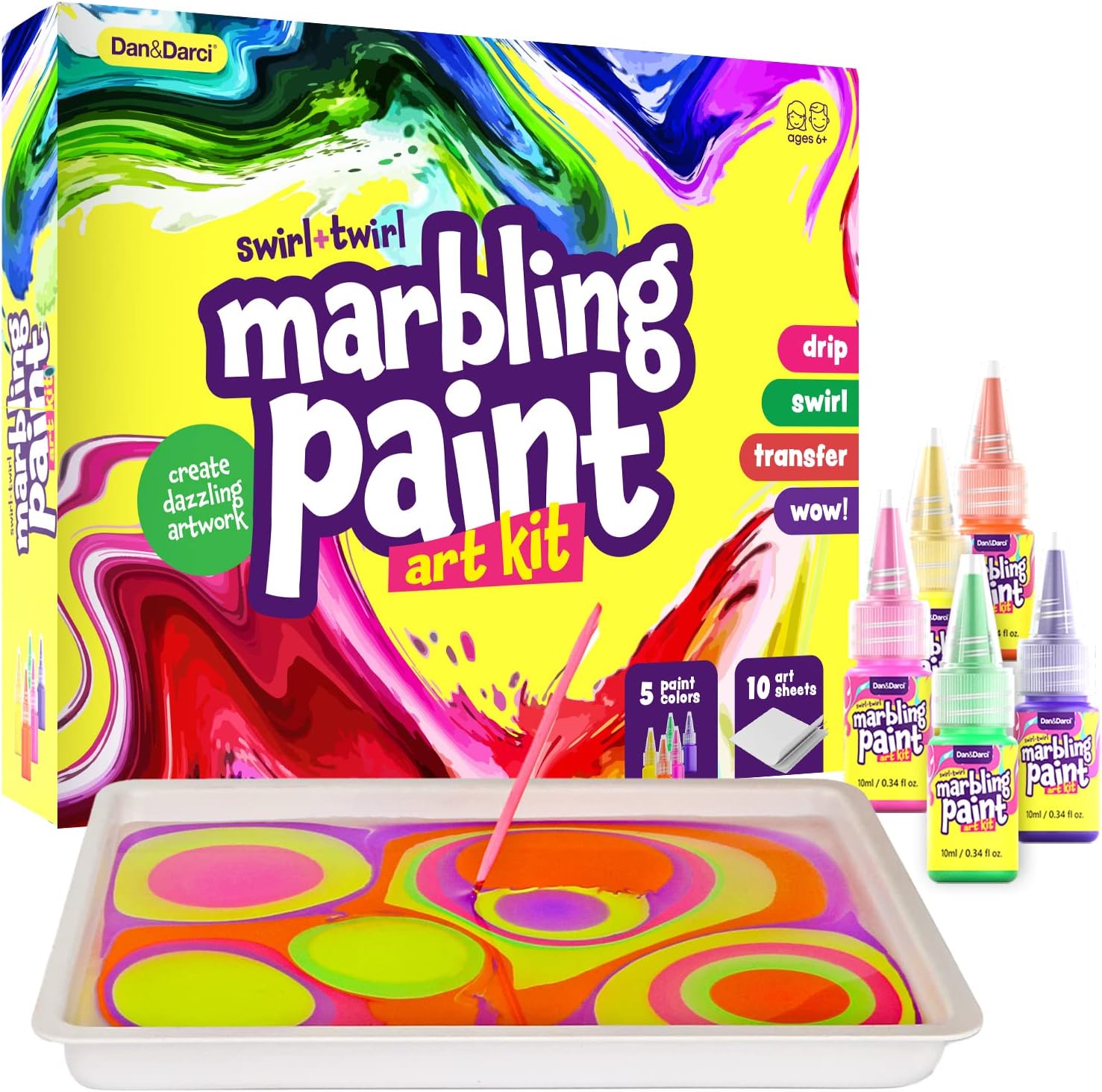 Marbling Paint Art Kit for Kids - Arts & Crafts Gifts for Girls & Boys Ages 6-12 Years Old - Craft Kits Set - Gift