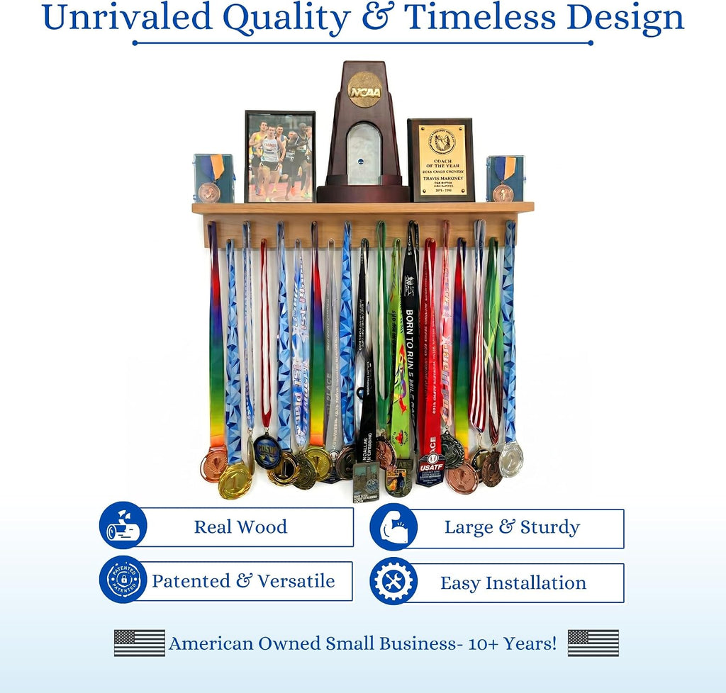 Premier Medal Hanger Display Rack and Trophy Shelf for Gymnastics, Soccer, Basketball, Football, and More – 2, ft