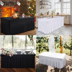 One-Piece Spandex Black Table Cloth Skirt for 6FT Rectangle Tables