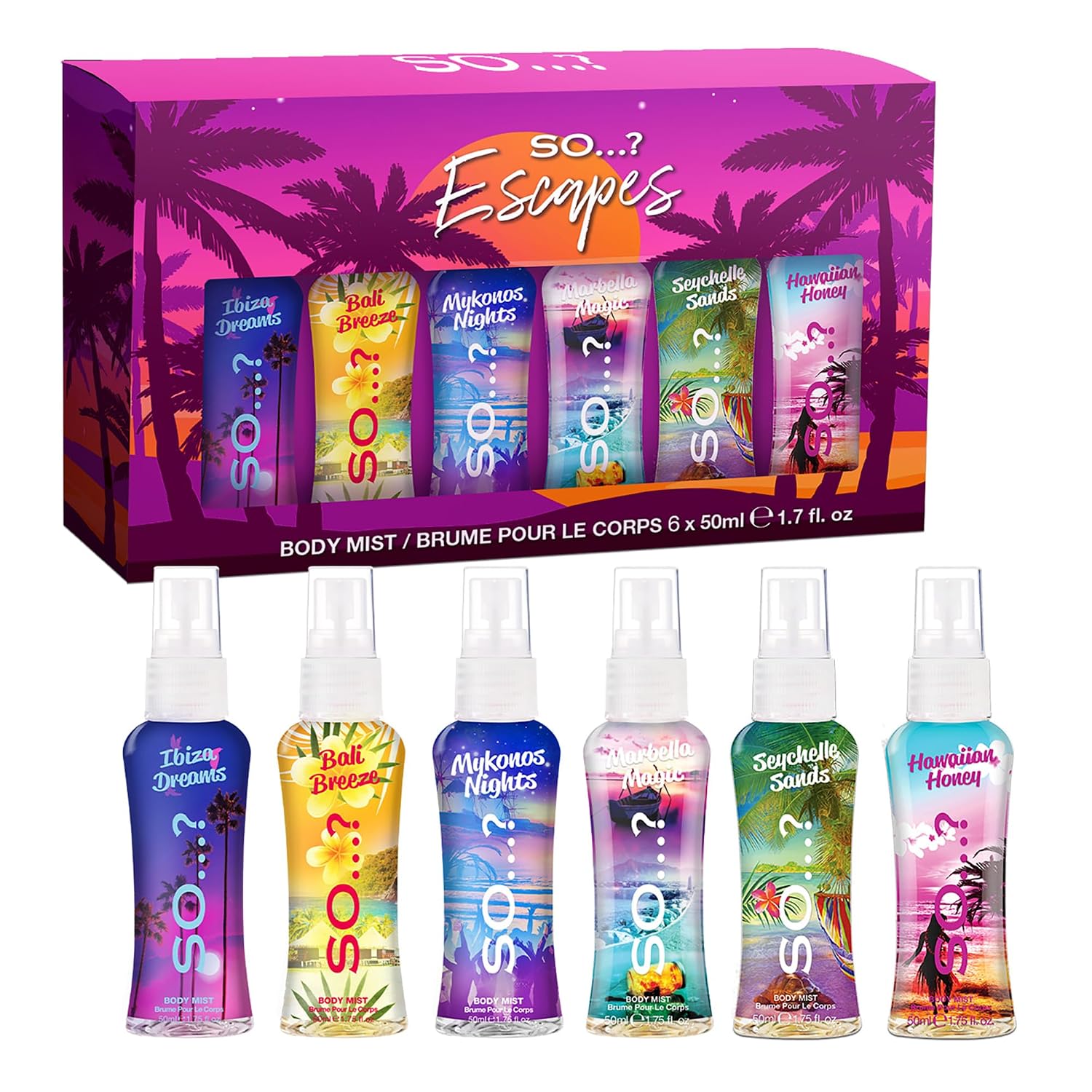 Escapes Body Mist Set - Perfumes for Women - Everyday Body Spray for Women - Vegan, Cruelty Free Fragrances - Travel