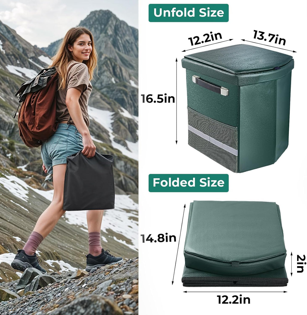 2026 Upgraded XL Portable Toilet for Adults,Tall Camping Toilet with Lid and Convenient Carry Bag, Portable Potty for