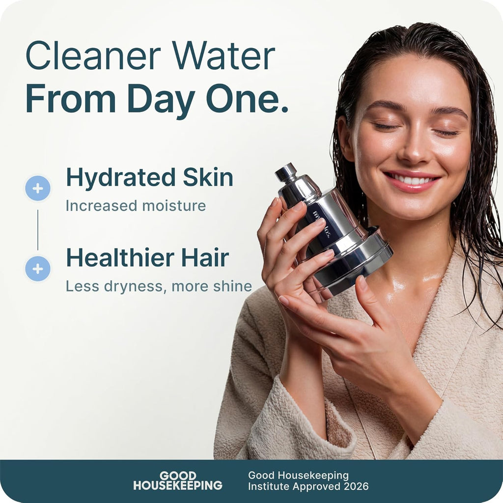 Filtered Shower Head, Shower Head Filter for Hard Water (Chrome) | High Pressure, Removes Chlorine & Heavy Metals