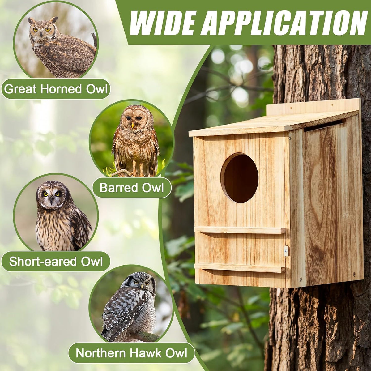 2 Pcs Owl House 16x12x11in Carbonized Wood Nesting Box for Owls