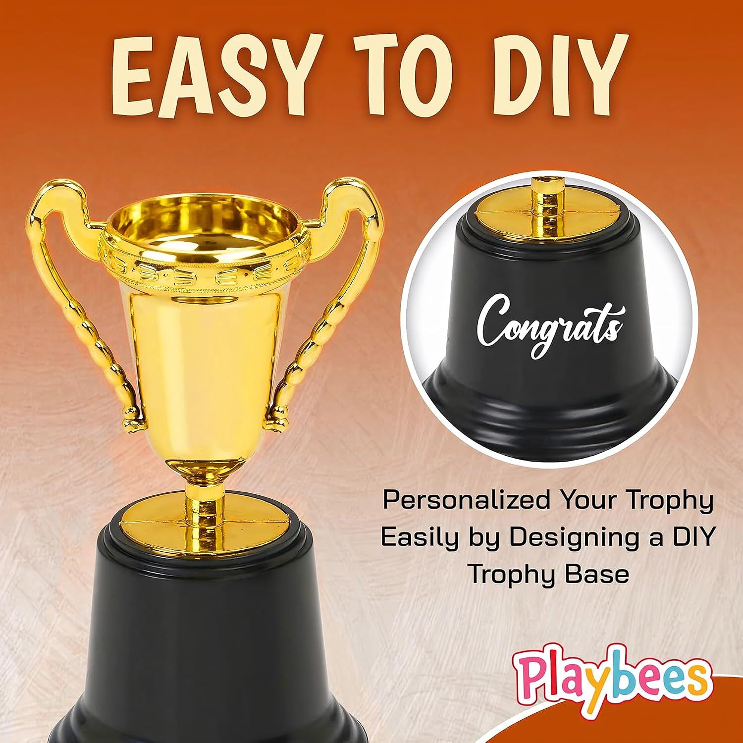 Fun Gold Plastic Mini Trophies - 12 Pack - 5 Inch - Award Trophy Cup Set for Superstar Kids - Champion Celebrations