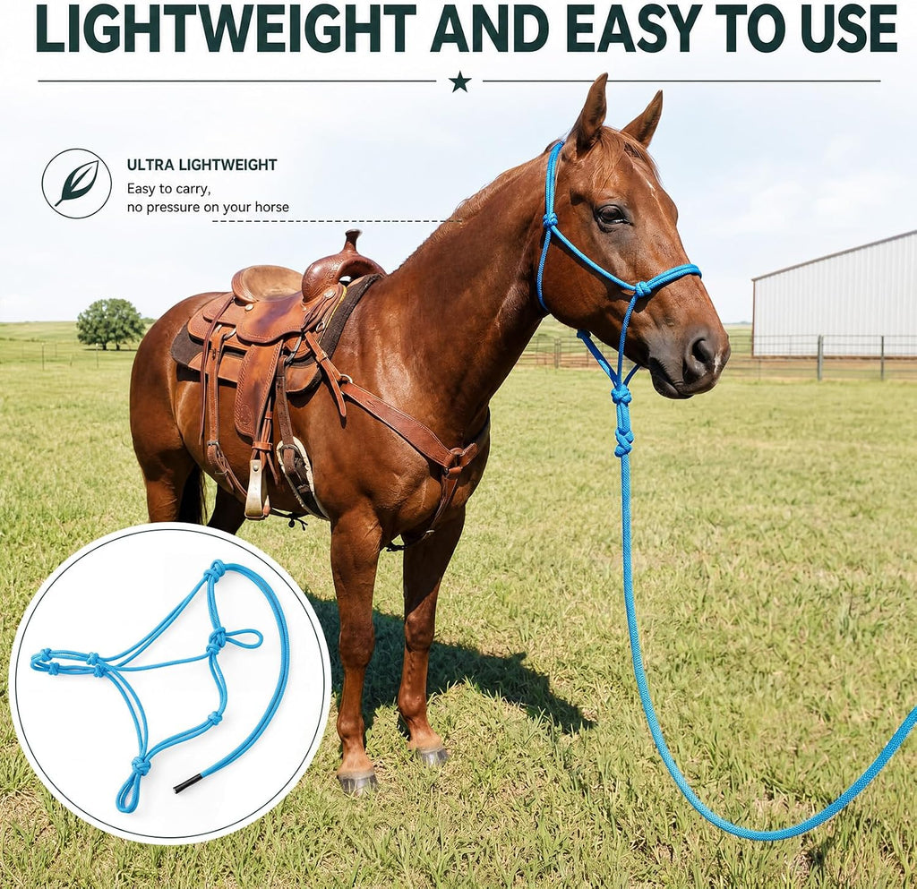 4‑Knot Rope Training Halter for Horses Ponies Foals 1/4" Navy
