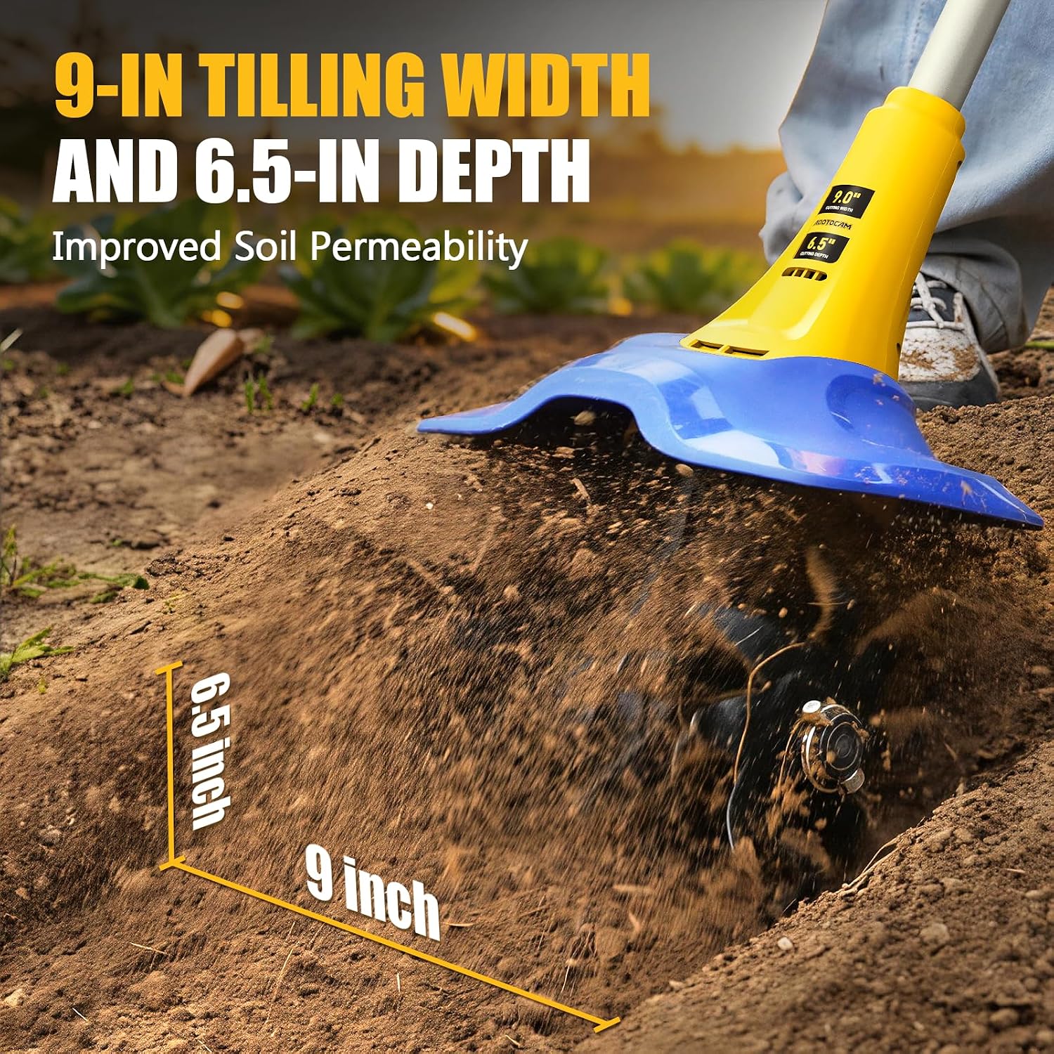 Electric Tiller for Gardening Compatible with Dewalt 20V Battery(Tool Only),330RPM Garden Tiller with 48 Steel