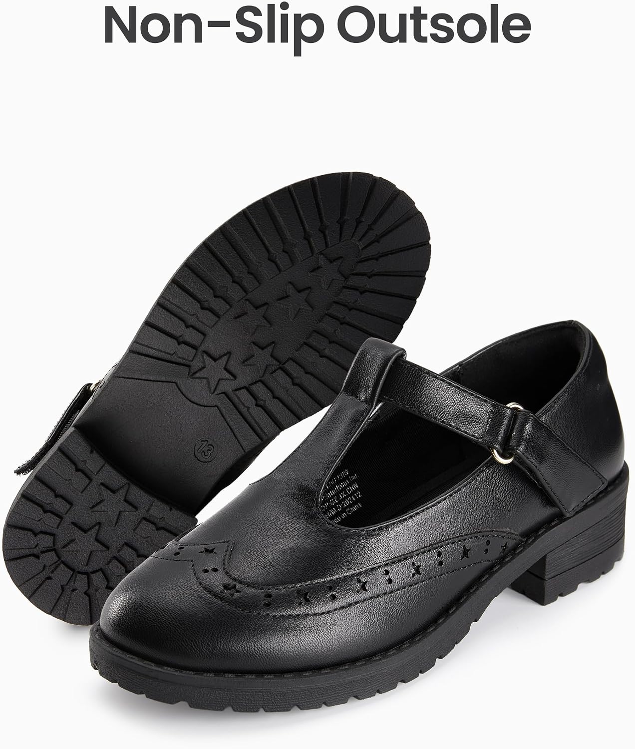 Girls School Shoes Mary Jane Shoes Uniform Dress Flats T-Strap Chunky Heel Round Toe Loafers Oxfords for Little/Big Kids
