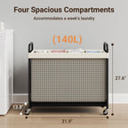 Laundry Hamper 4 Section, 140L Rolling Laundry Sorter with Wheels
