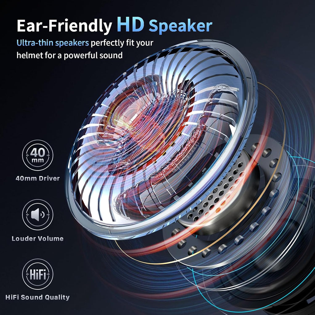 FX-S Motorcycle Bluetooth Headset V5.4, 2-Way Helmet Intercom Communication System with IP67 Waterproof, CVC Noise