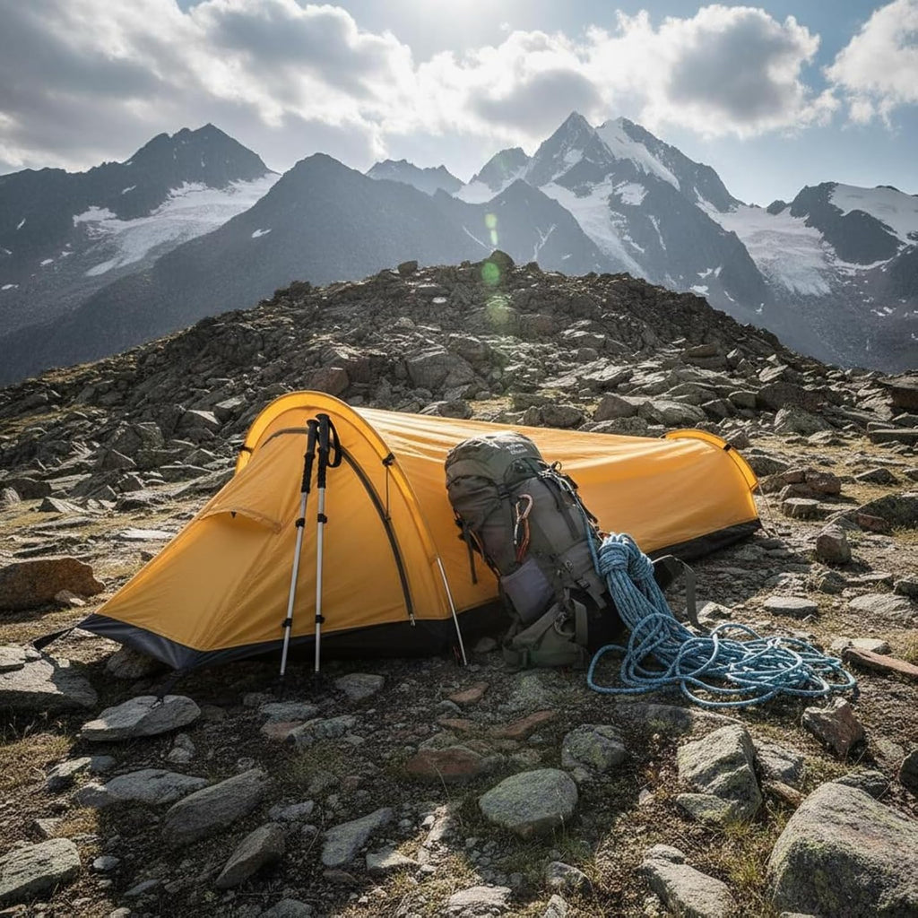 Single-Person Tent Windproof Backpacking Tent Four Season for Backpackers, Mountaineering