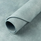 Oval Placemats Set of 12, Wipeable Faux Leather, Light Blue