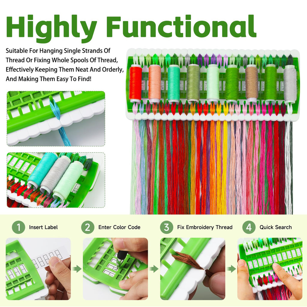 50 Position Embroidery Floss Organizer, Thread Shelf with 15P Card