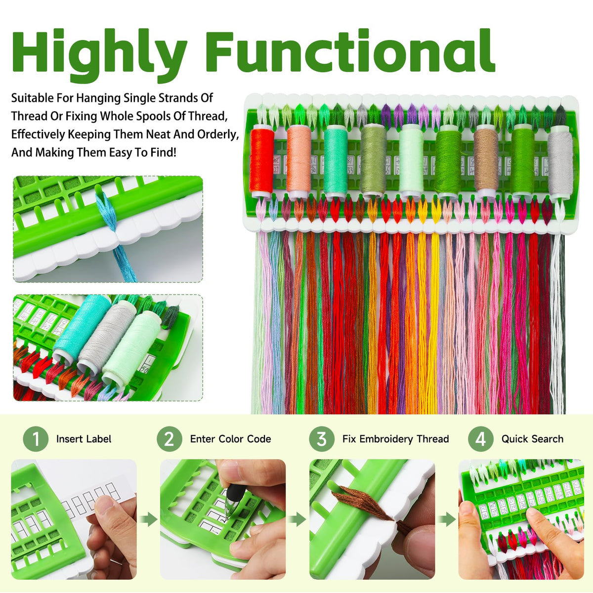50 Position Embroidery Floss Organizer, Thread Shelf with 15P Card