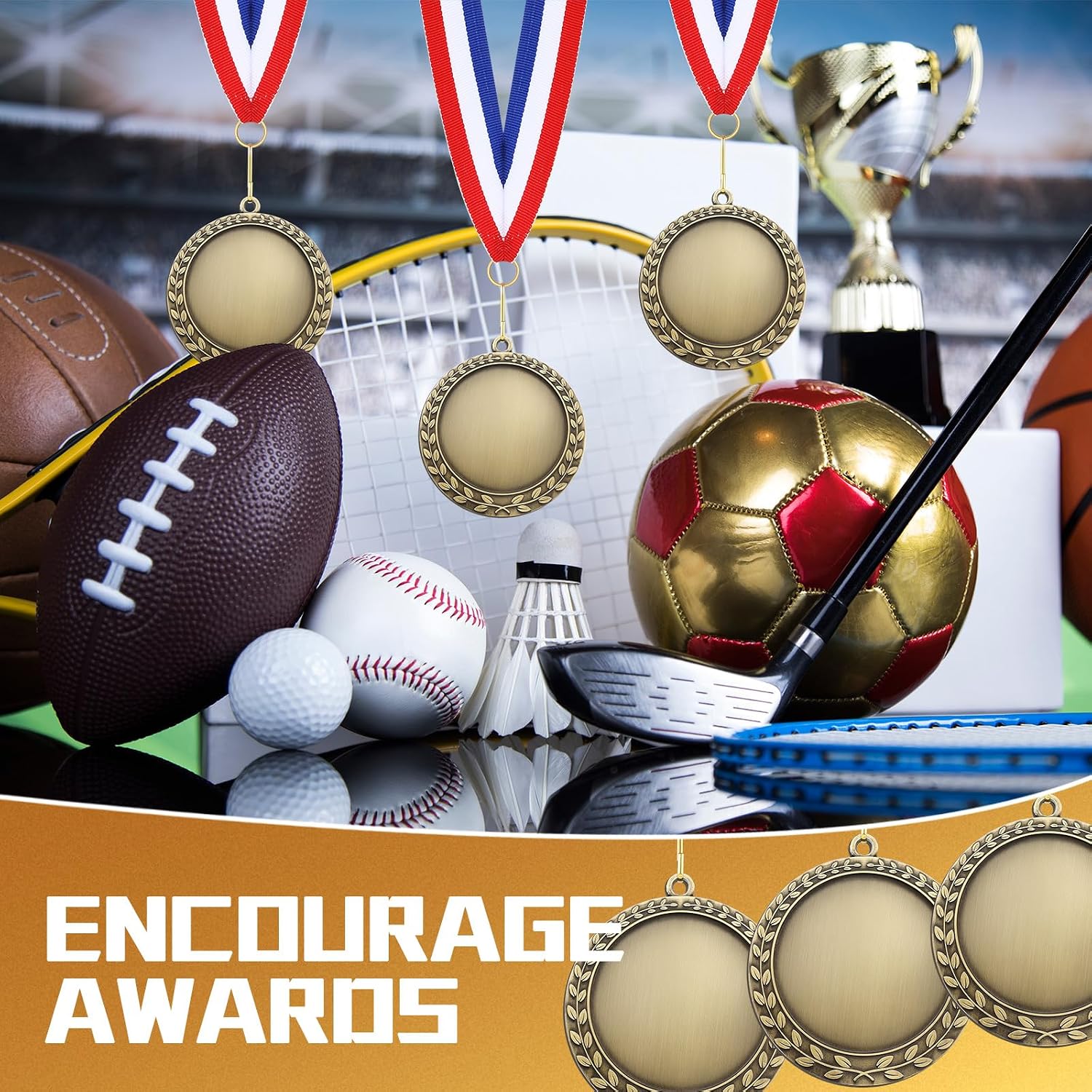 Blank Award Medals with Neck Ribbons Create Your Own Medals Kit Cheer Medal Winner Medal Participation Trophy Metal