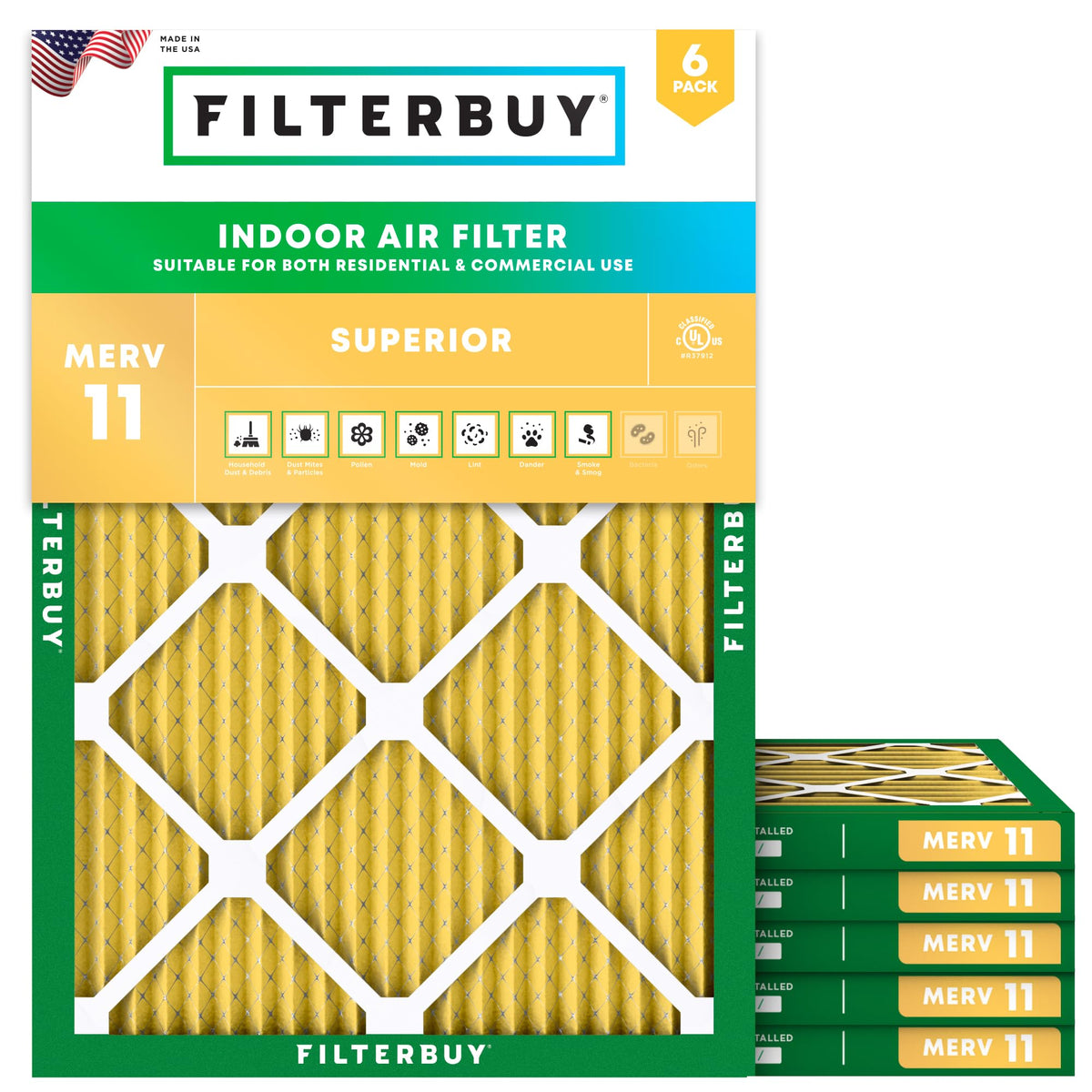 24.5x31.5x1 Air Filter MERV 11 Pet & Allergy Defense (6-Pack)