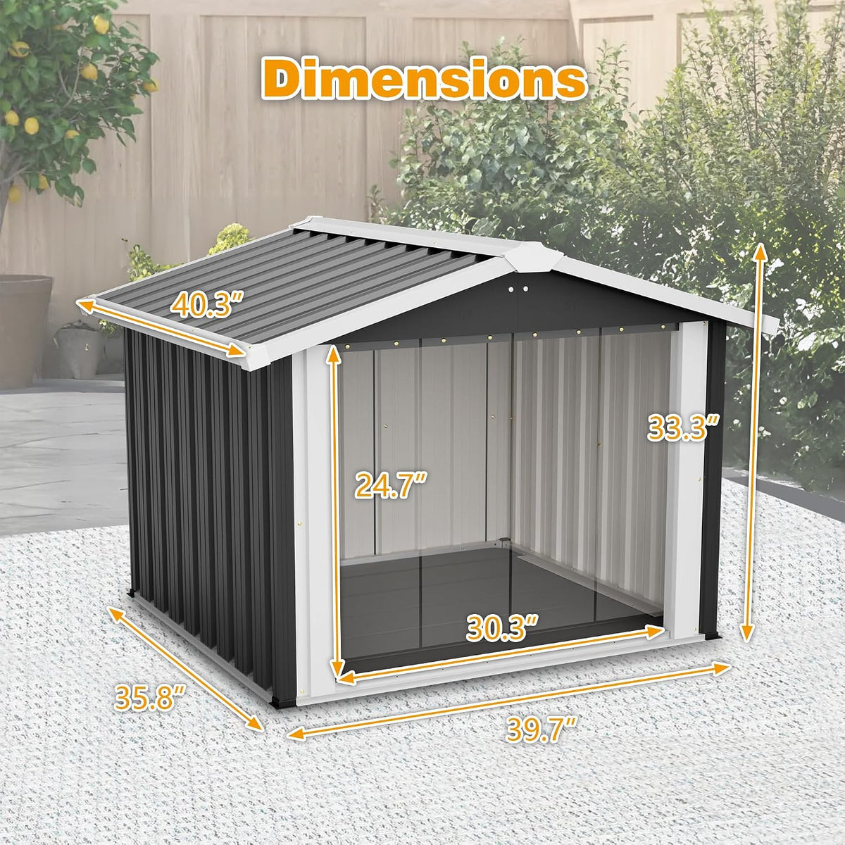 Metal Dog House for Large Dogs, Durable Waterproof Dog Kennel with Steel Frame, Removable Floor, Easy to