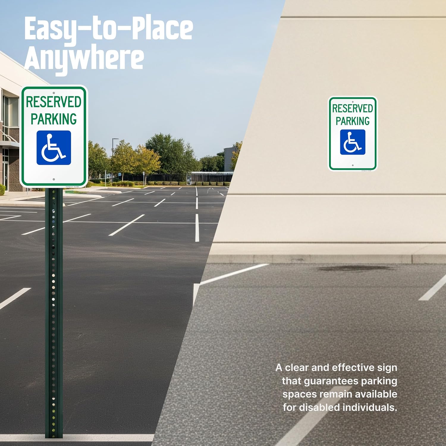 Basics Reserved Parking Federal Handicap Parking Sign | 12" x 18" Engineer Grade Reflective 120 mil ACM, Made in USA