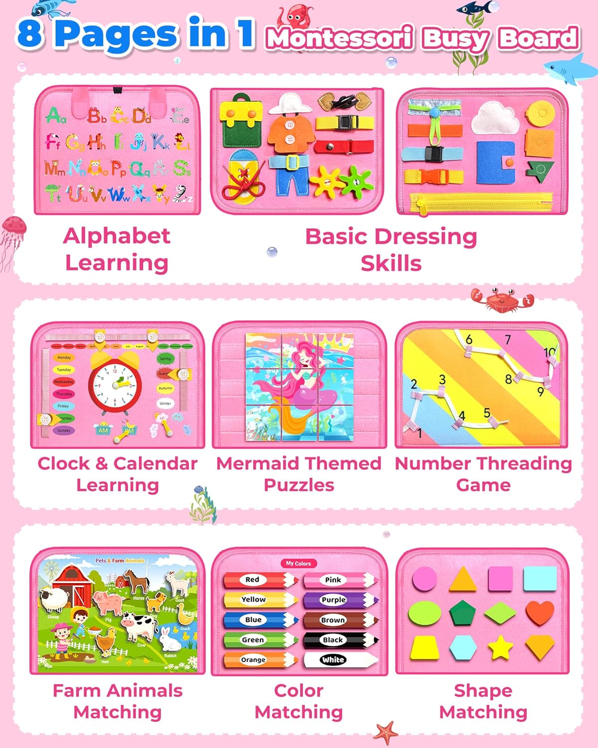 Busy Board Montessori Toys for Toddler Boy Birthday Gifts Busy Book | Sensory Toys, Airplane Car Travel Toy, Learning