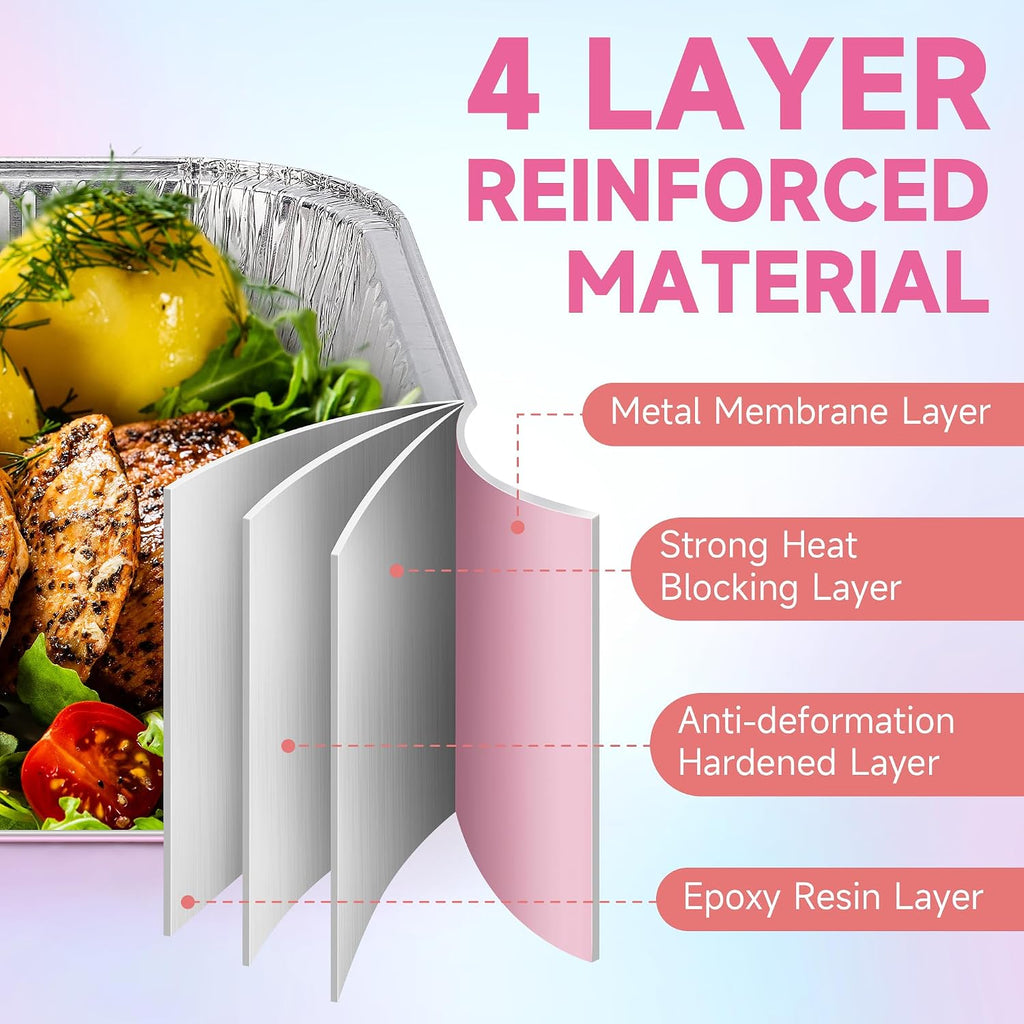 (35 Pack)Pink 8x8 Inch Disposable Aluminum Foil Pans&Square Cake Pans for Parties, Clear Plastic Lids,Eco-Friendly