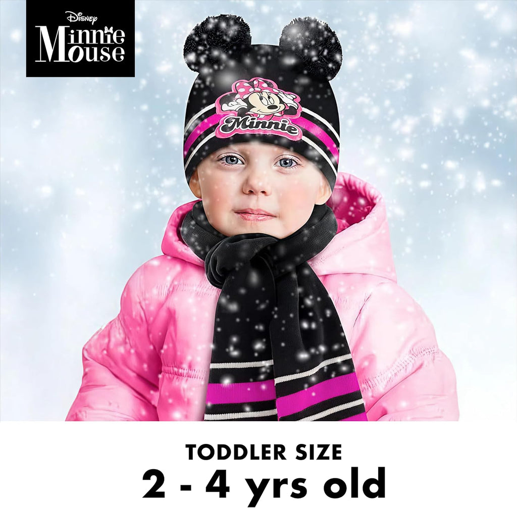 Girls Toddler Winter Hat, Scarf & Mittens Set 2-4 Or Minnie Mouse Hat, Scarves & Kids Gloves Sets 4-7