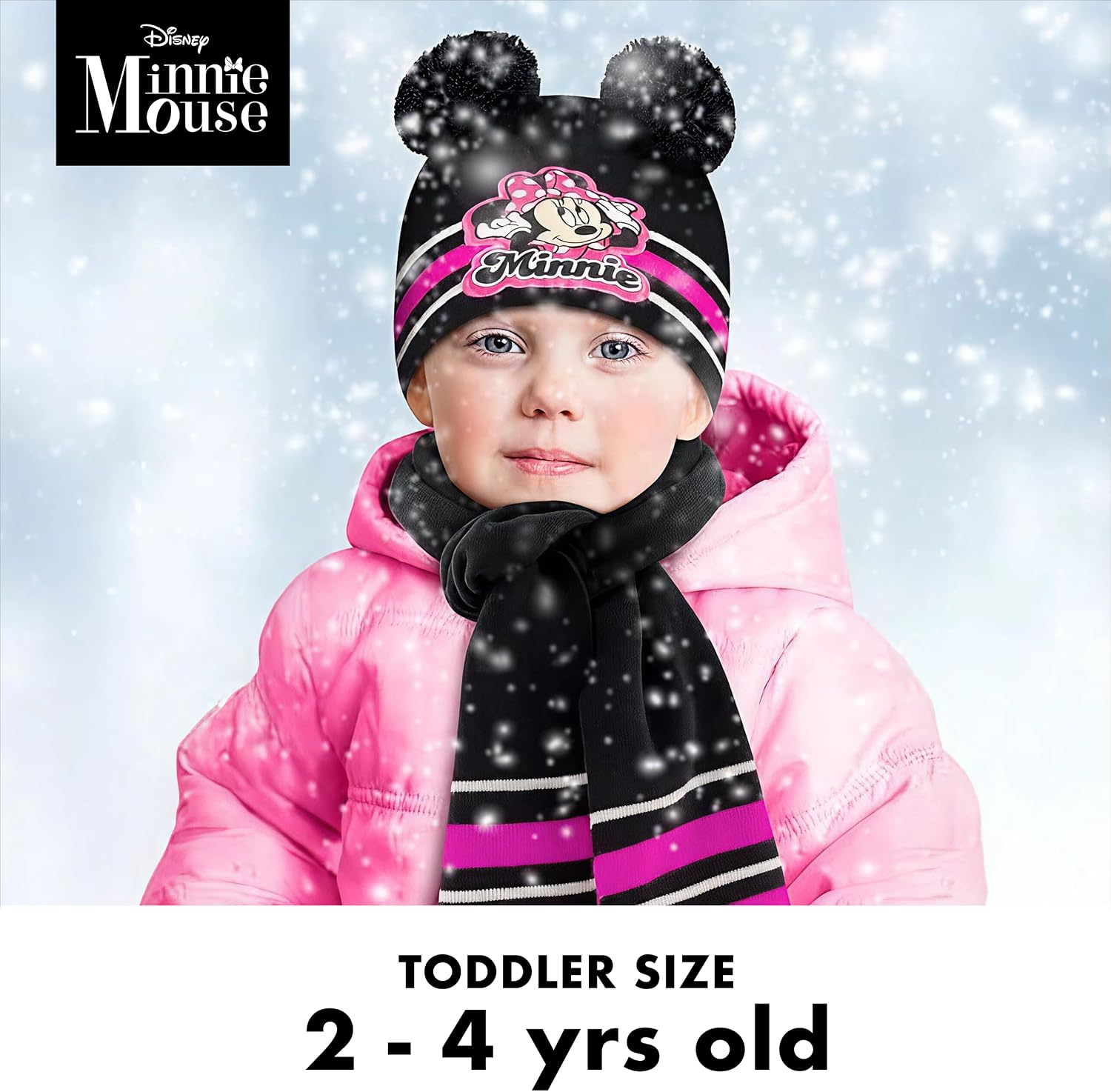 Girls Toddler Winter Hat, Scarf & Mittens Set 2-4 Or Minnie Mouse Hat, Scarves & Kids Gloves Sets 4-7