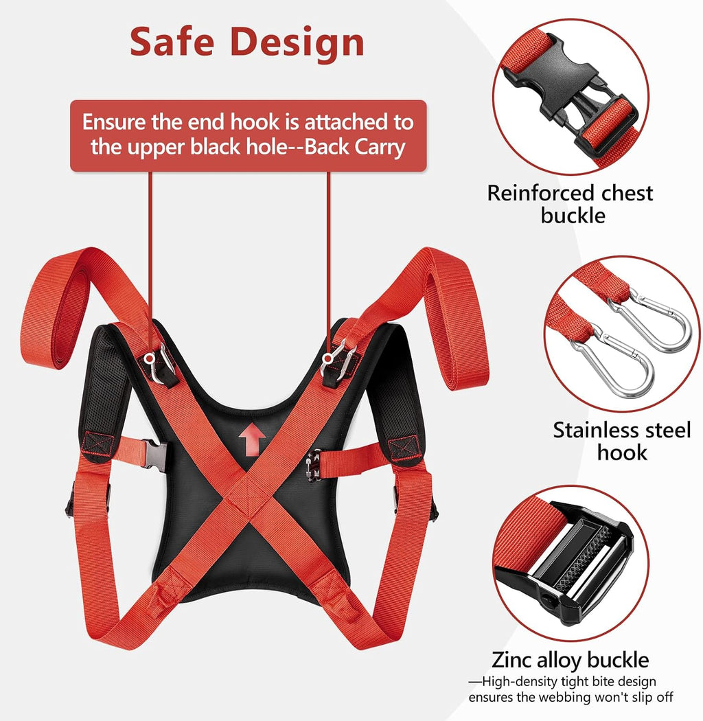 Moving Straps 1 Person-Back Carry, Lifting Straps Moving Free Your Arms, Heavy Duty Strap for Appliance, Thicken