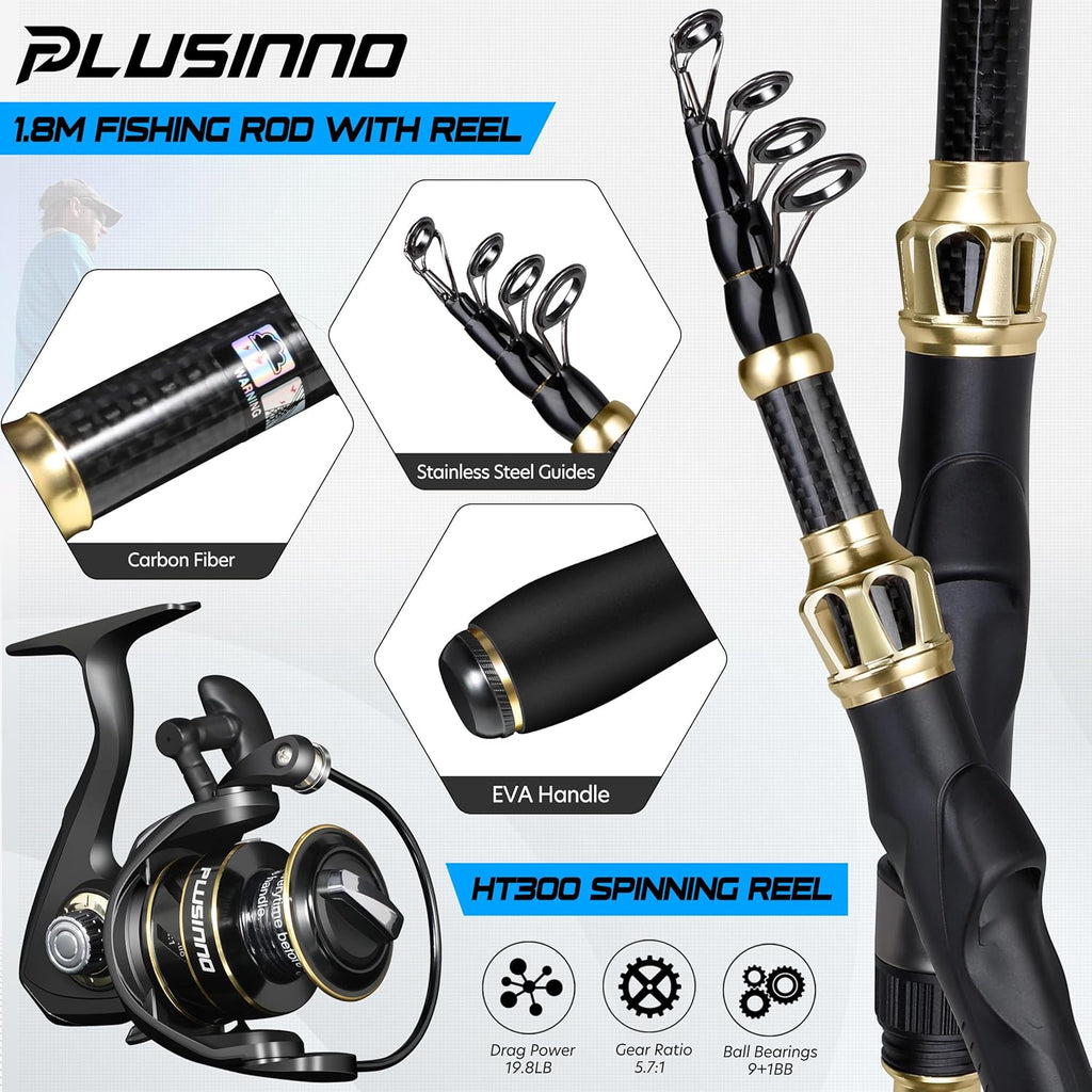 Fishing Gear,Full Fishing Pole kit Include Fishing Rod and Reel Combo, Tackle Box with Fishing Lures, Fishing