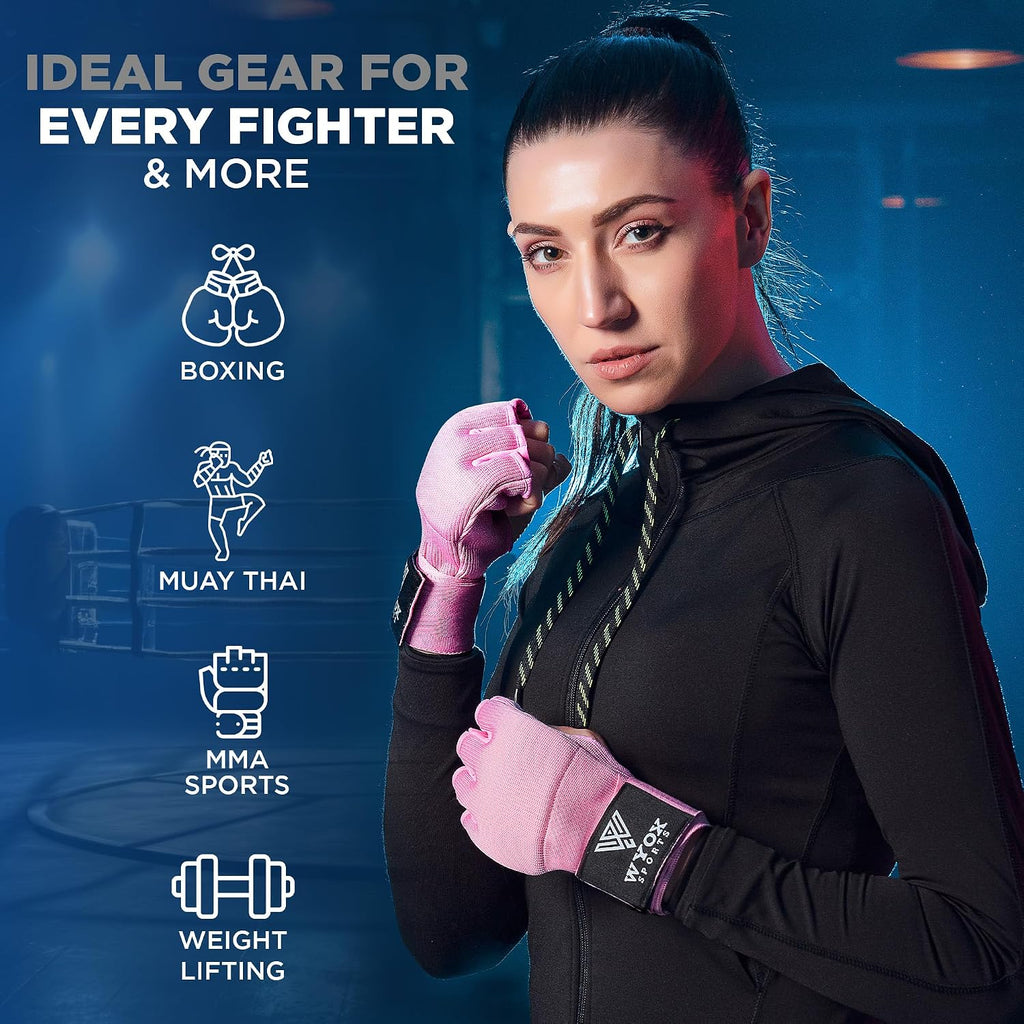 Gel Boxing Hand Wraps Inner Gloves for Men & Women – 80cm/31inch Quick Wrist Strap, Padded Knuckle Support