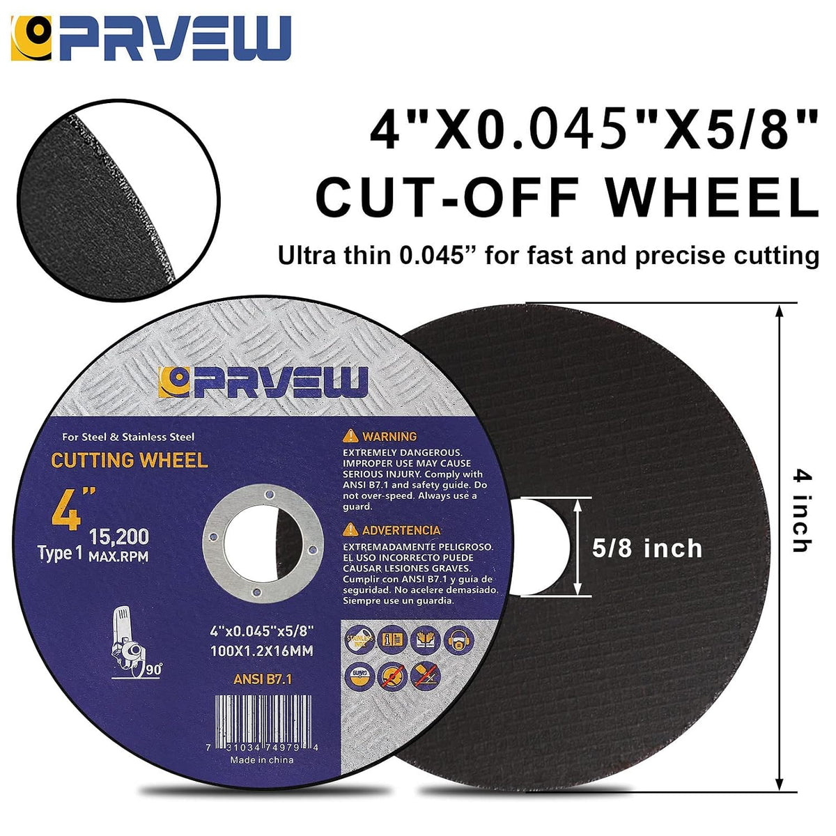 30-Pack 4 Inch Cut Off Wheels, 4"x0.045"x5/8" Cutting Disc