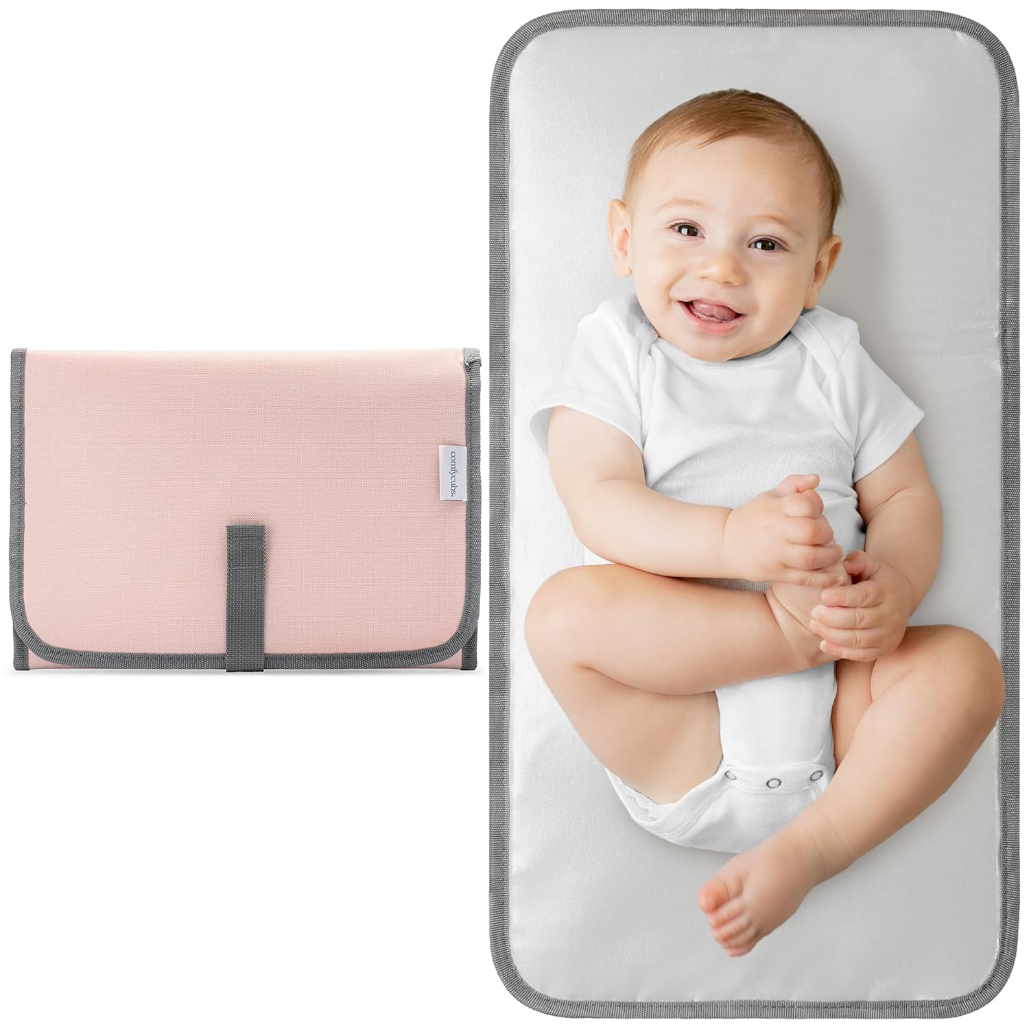 Baby Changing Pad Compact Size - Waterproof Diaper Changing Mat with Cushioned Pillow - Soft & Lightweight, Foldable