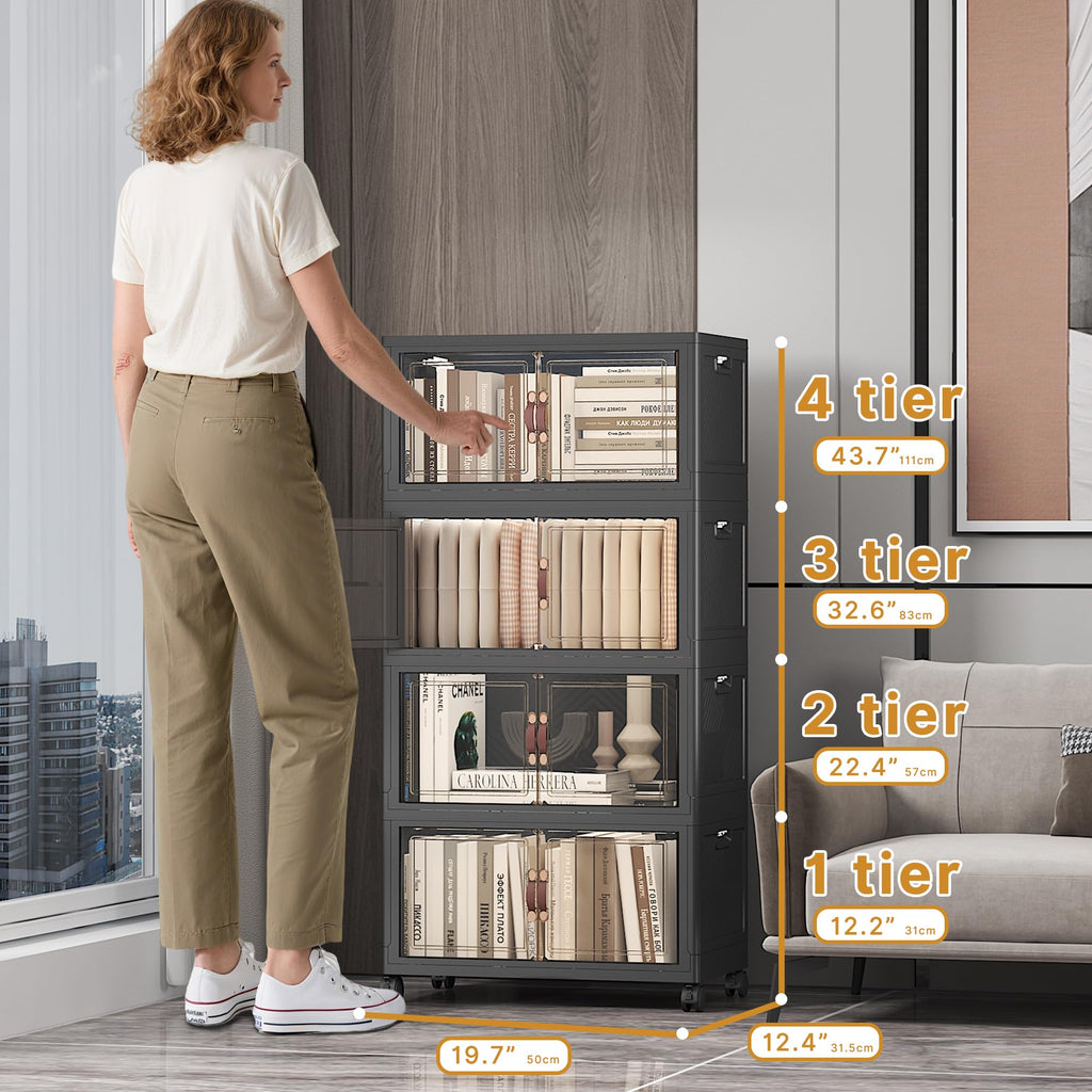 208QT Stackable Storage Bins with Lids,Doors & Wheels