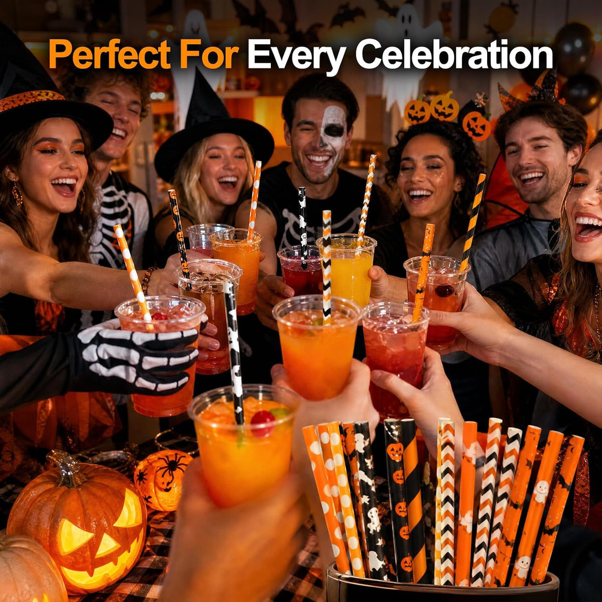 180 PCS Halloween Paper Drinking Straws