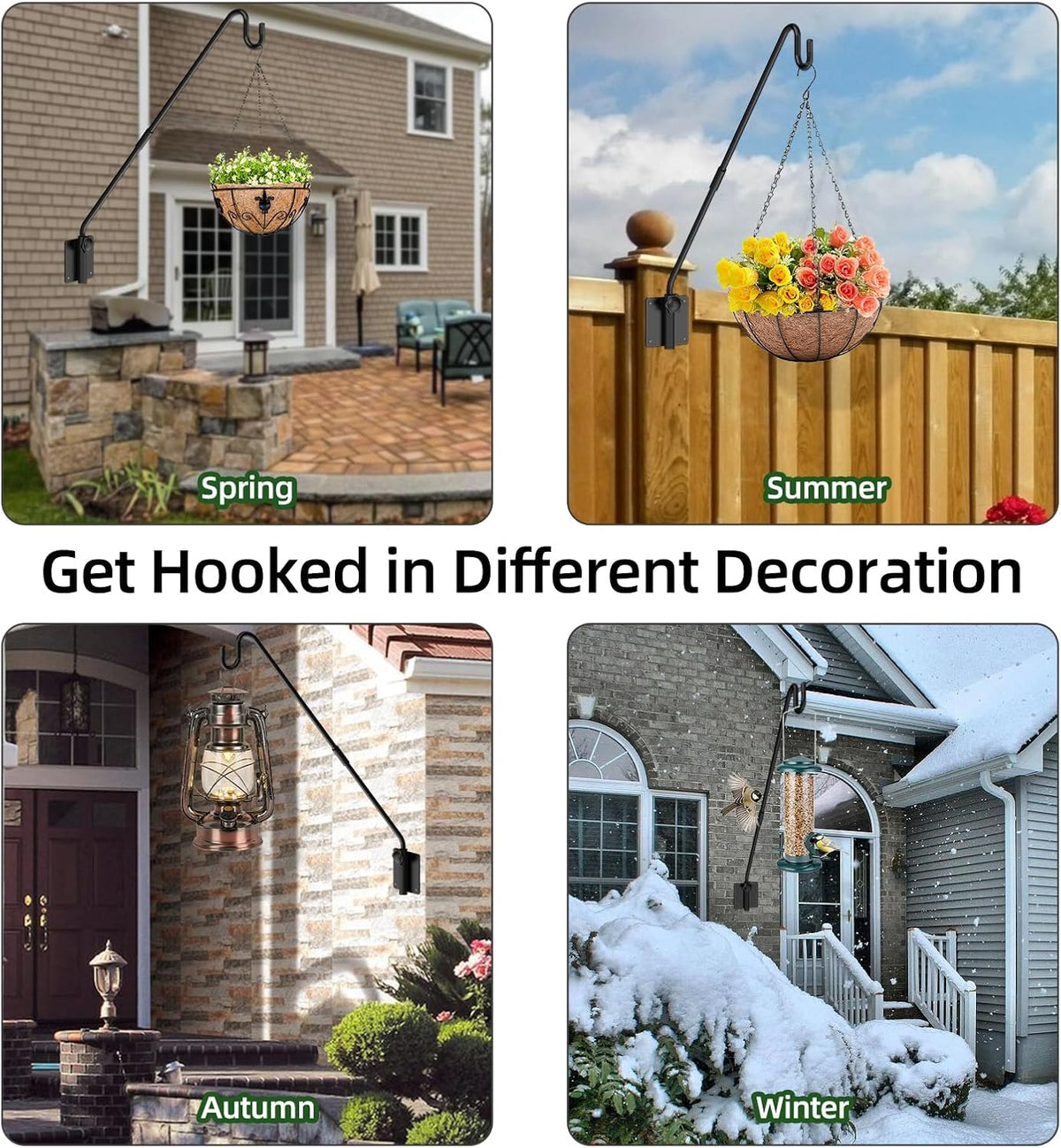 Deck Hook Wall Mount, Heavy Duty Metal Plant Hanger 360° Rotating