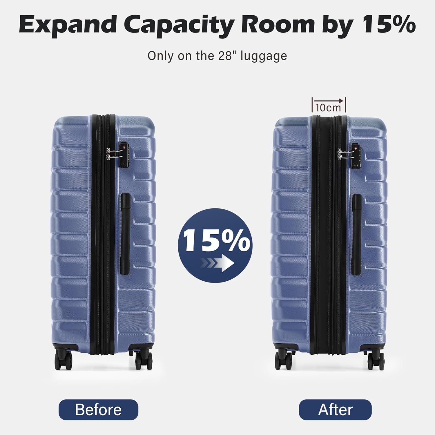 Luggage Sets, 3 Piece Hard Shell Suitcase Set with Spinner Wheels, Expandable Large Checked Luggage, Lightweight