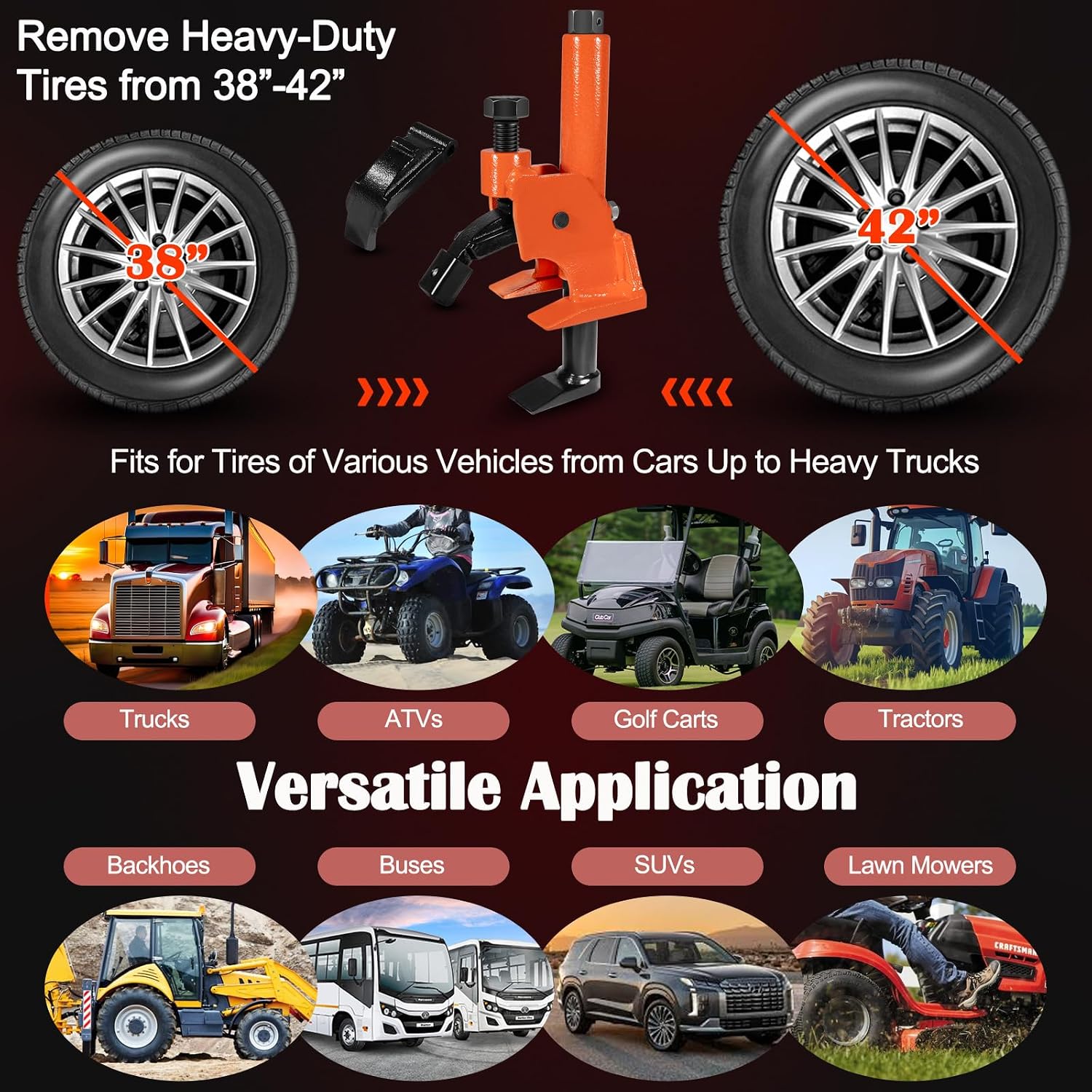 Manual Tire Bead Breaker with Rubber Pad Protector, 38"-42" Tires Changer Tool, Heavy-Duty Tire Bead Removal Tool