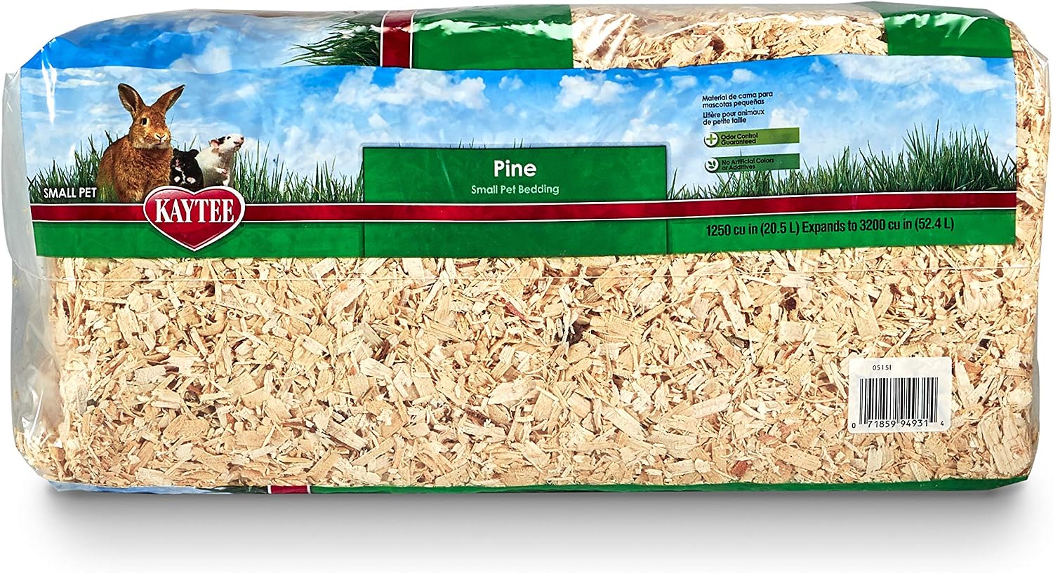 Small Animal Pine Bedding for Guinea Pigs, Rabbits, 52.4 Liter | Cleaner cages. Small animal bedding in pine