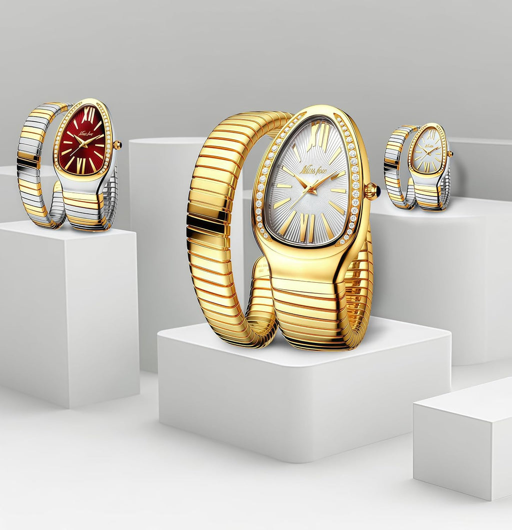 Snake Face Watch for Women 5.9-7.1in Snake Shape Face Women Watches Ladies Watches Waterproof Steel Dainty Dress